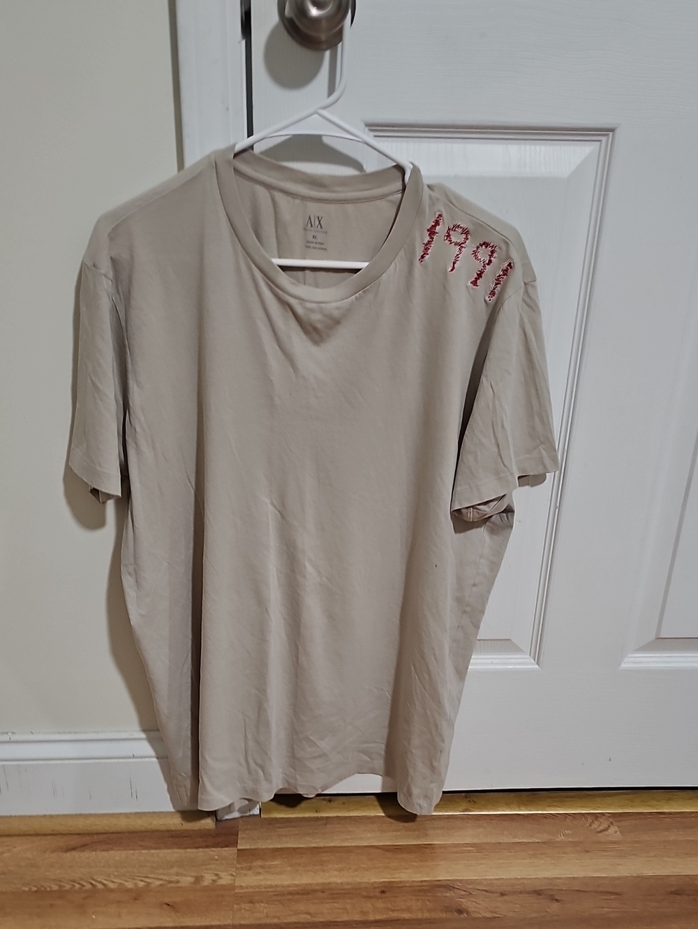A/X Armani Exchange Men's Beige Crew Neck T-Shirt